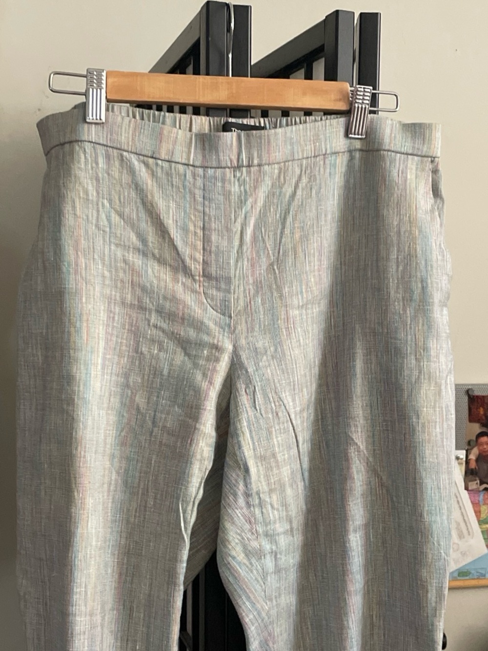 Theory Light Multi-Stripe Linen-Blend pants.